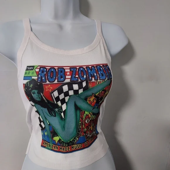 Rob Zombie hand cropped tank top ribbed rob zombie crop top zombie shirt - Picture 4 of 5